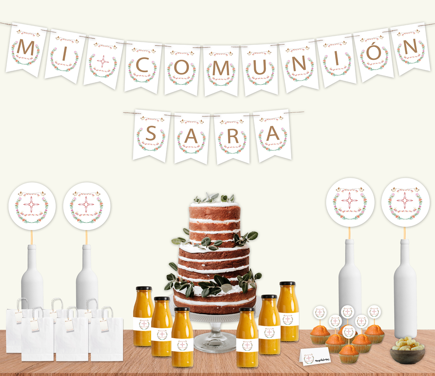 Kit decoración de comunión personalizado - Salsao