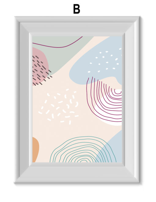 triptico laminas figuras abstractas pastel